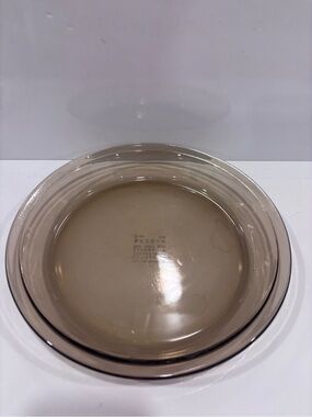 Vintage Pyrex Fireside Amber Glass Pie Plate 209 23cm 9” Corning USA